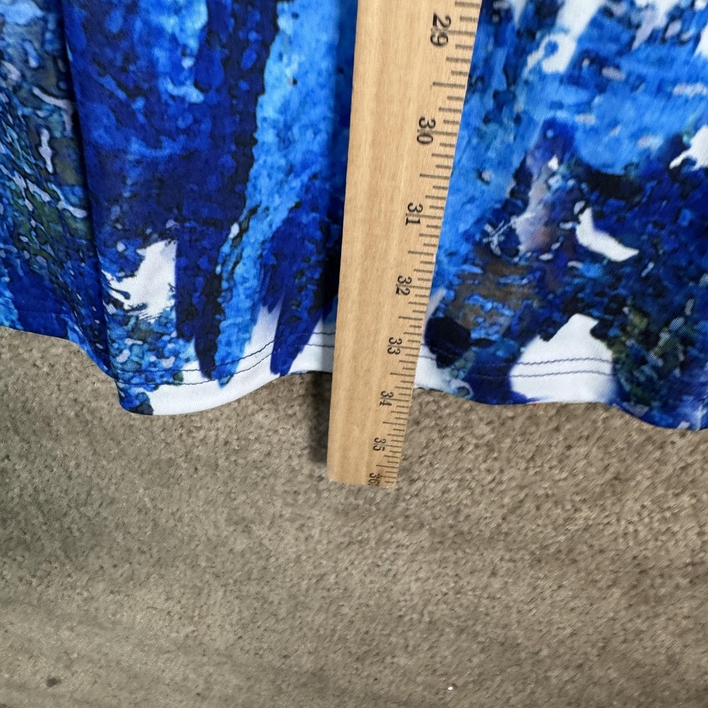 Sympli‎ T Shirt Dress Womens 4 Blue Abstract Print Short Sleeve Swing Pockets - Picture 5 of 10